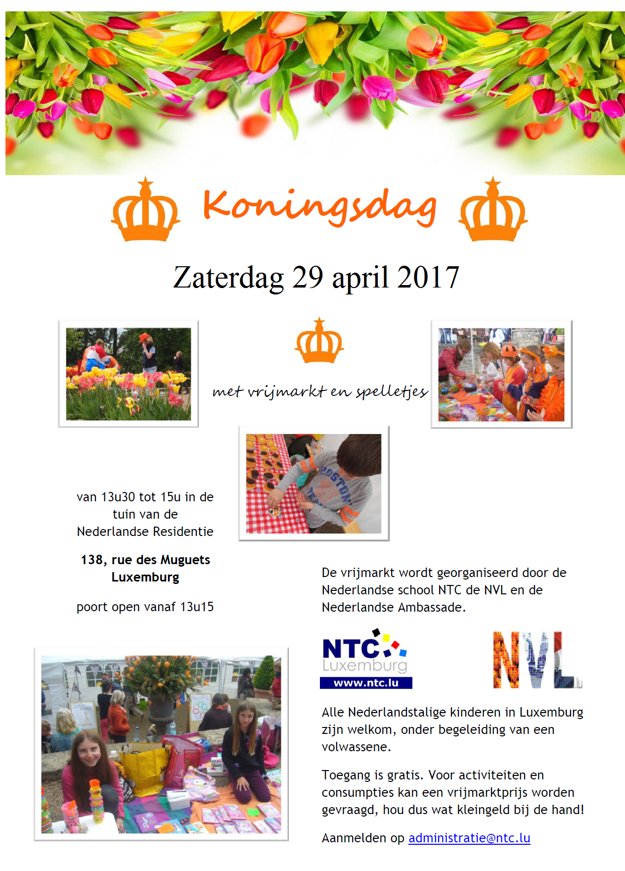 Uitnodiging Vrijmarkt Koningsdag 29 april 2017